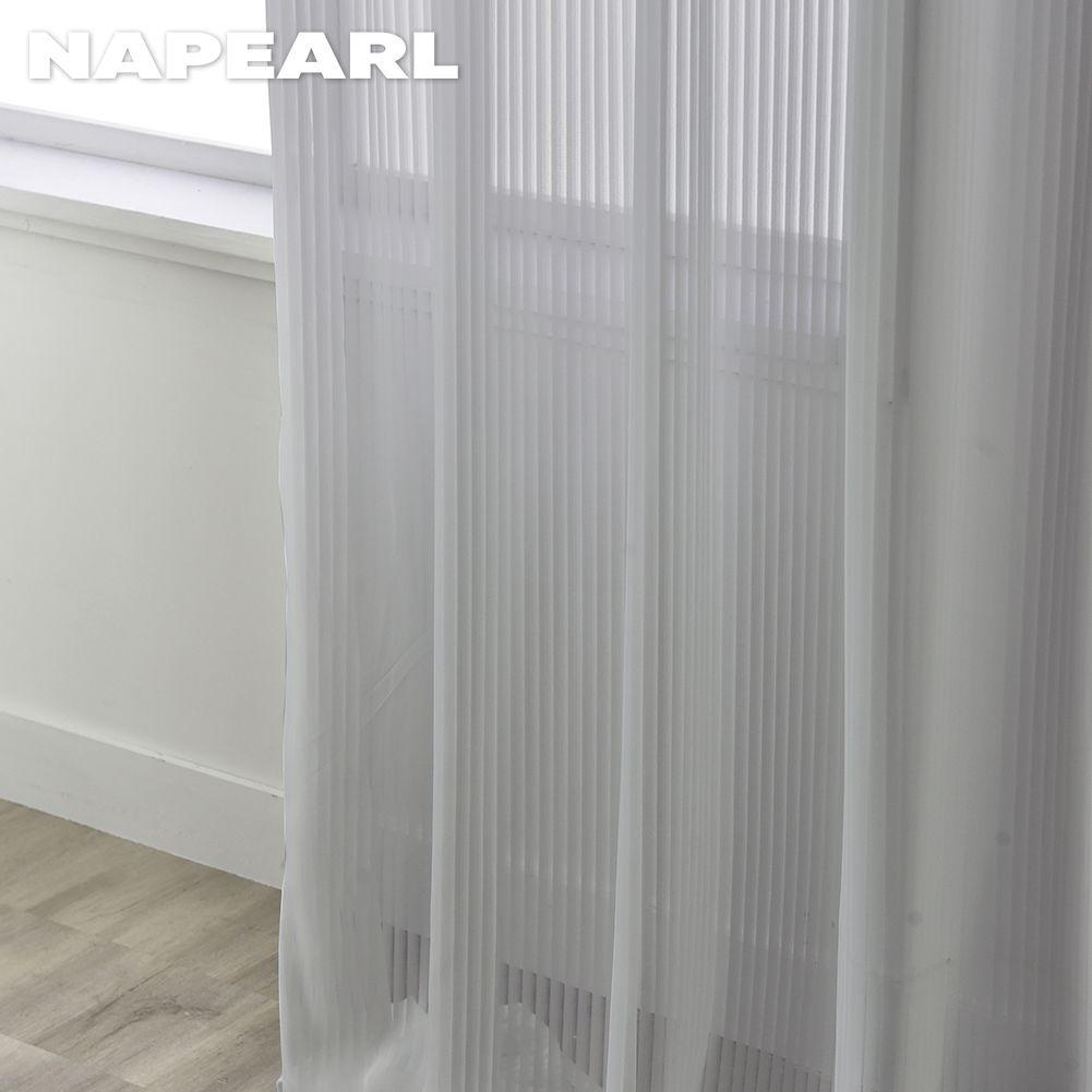 1PC NAPEARL Fabric Upgrade Solid Color Stripe White Tulle Curtain Warm Sheer For Bedroom Living Home Window Decoration