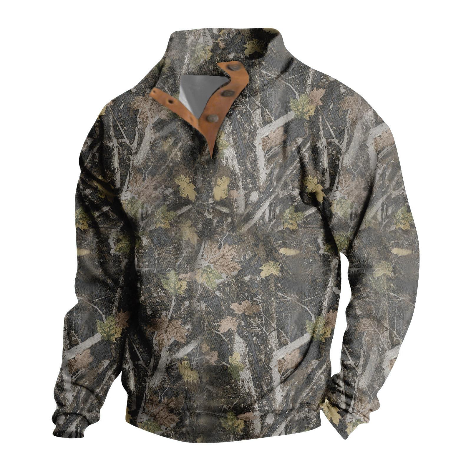 

Мужская повседневная модная рождественская принтованная толстовка без капюшона, широкая мужская свободная толстовка с капюшоном и воротником-стойкой XL армия зеленый