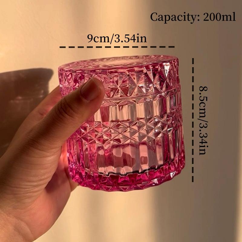 Multicolor Crystal Glass Storage Jar,Candy Glass Jar with Lid Aromatherapy Candlestick Container Home Dressing Table Decoration