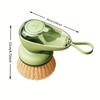1 Stück Ergonomische Spülbürste mit nachfüllbarem Seifenspender, Naturborsten aus Sisalfasern, Ideal für Antihaftpfannen, Gusseisenpfannen