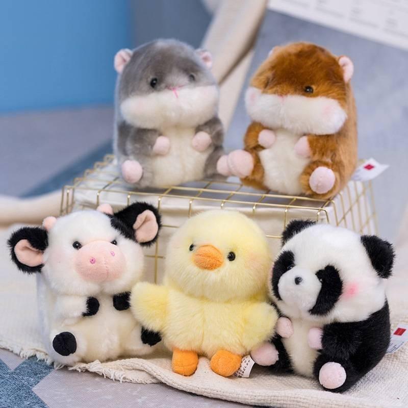 Cute Panda Plush Toy Backpack Pendant Small Rabbit Hamster Kawaii Doll Keychain