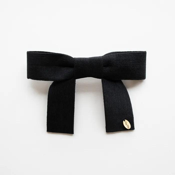 Black corduroy ribbon hairpin