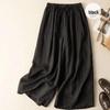Drapey High-Waist Cotton Linen Culottes: Breathable, Wide-Leg Summer Pants for Women