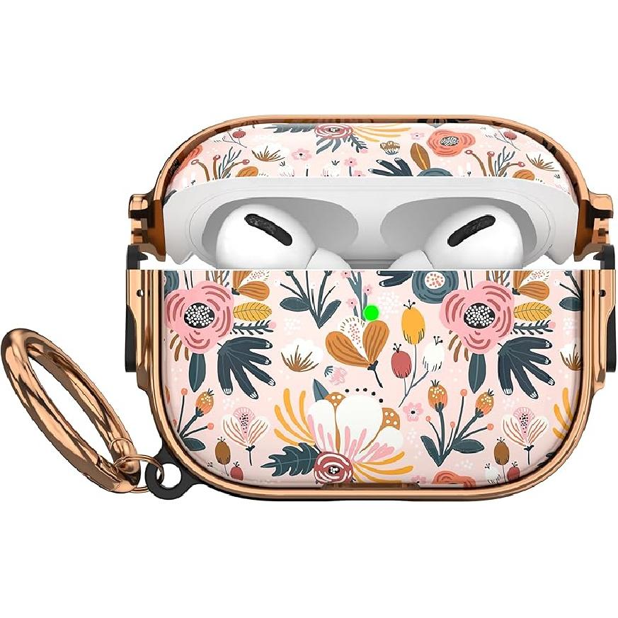 Maxjoy for AirPods Pro 3rd Generation Case with Lock, Flower AirPods Pro 3 Case Lock Protective Hard Cute AirPod Pro 3 Cover for Women Men with