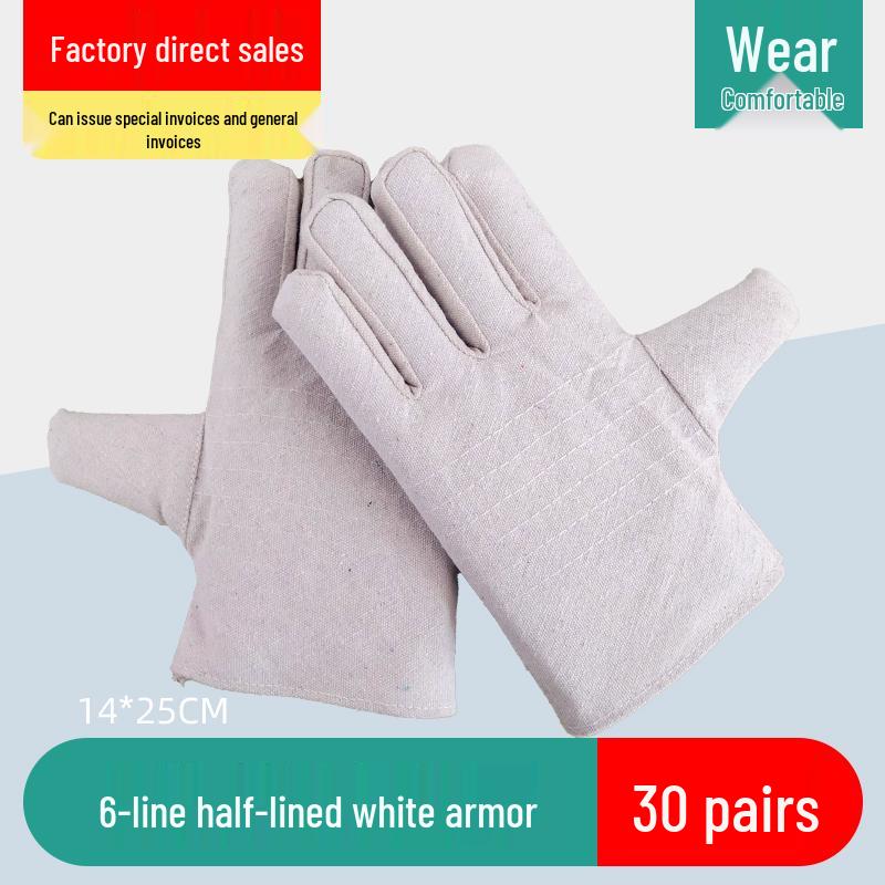 Heavy-Duty Anti-Slip Canvas Work Gloves – Durable, Double-Layer Protection for Construction and Welding