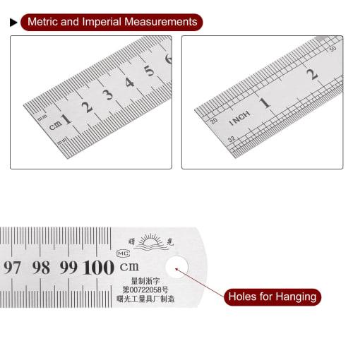uxcell Stainless Steel Ruler, Straight Edge Measuring Tool for Woodworking, Painting, and Crafts, 1m Long X 1mm Thick X 29mm Wide, Silver Tone