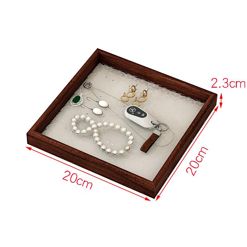 Begonia Embossed Glass Tea & Snack Tray with Wood Frame Large Square