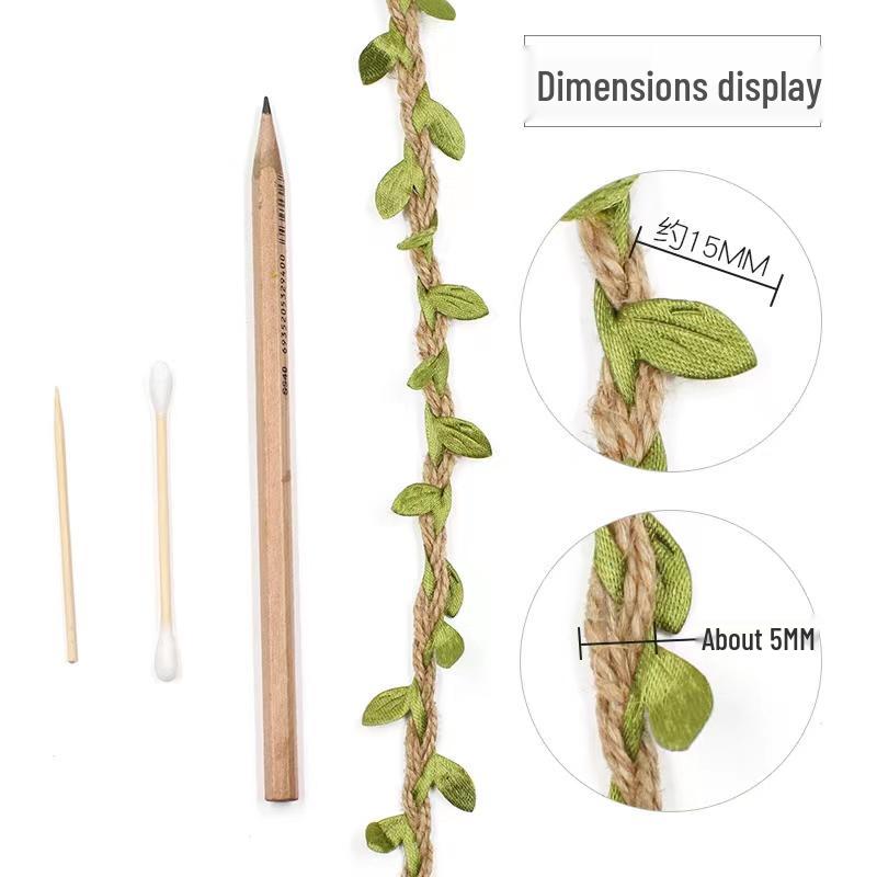Jute Rope with Rattan Green Leaves for DIY Air Conditioner Pipe Decoration and Crafts