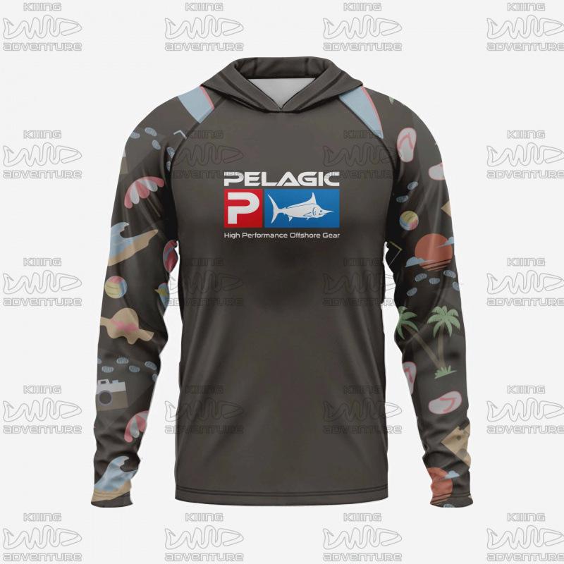 

PELAGIC Сорочка з капюшоном для риболовлі в морі на відкритому повітрі, захист від УФ S