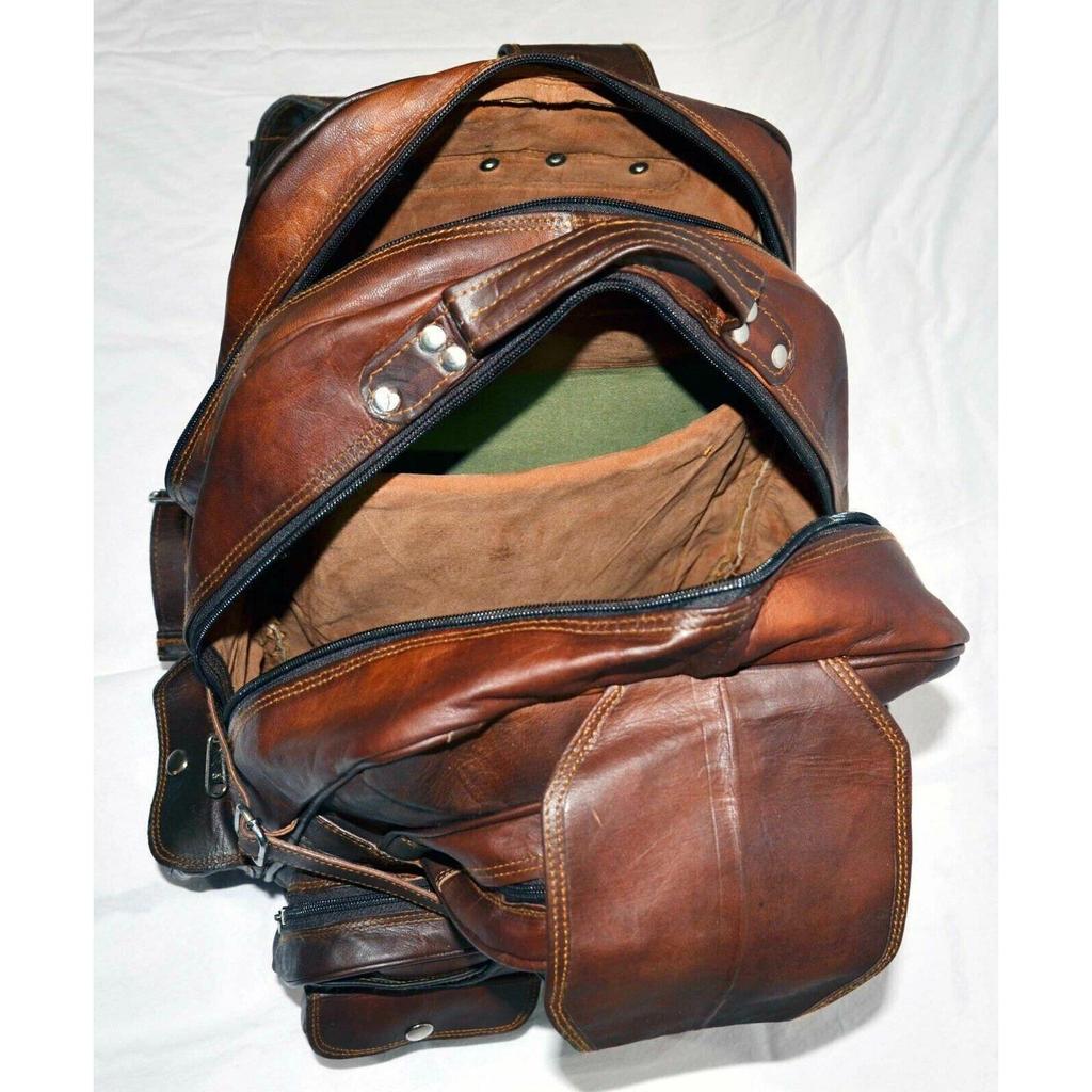 Neue echte Laptop braun echtes Leder Ziege Tasche Rucksack Rucksack Vintage Messeng