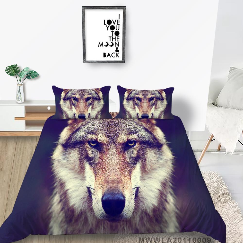 Wolf Print Povlečení Povlečení Povlečení Povlečení Povlak na přikrývku Povlak na polštář Prostěradlo/Dvoudílná královská 2/3dílná dekorace do ložnice