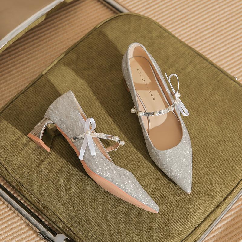 

57006 [овчина] свадебные туфли на высоком каблуке женские на толстом каблуке 2025 новые хрустальные свадебные туфли Xiuhe свадебное платье два варианта ношения 39