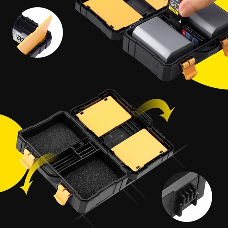 Multifunction Camera Accessory Organiser Box Case for Multiple Battery Types and Memory Cards with Easy Access Slots