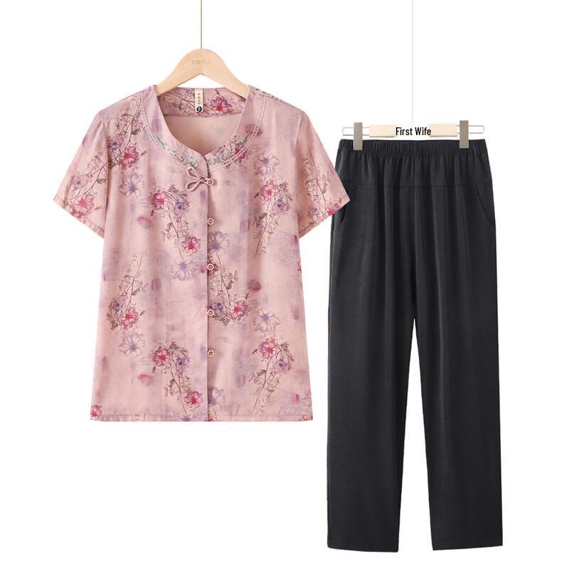 Women's Mid-Aged & Elderly Breathable Summer Shirt Set