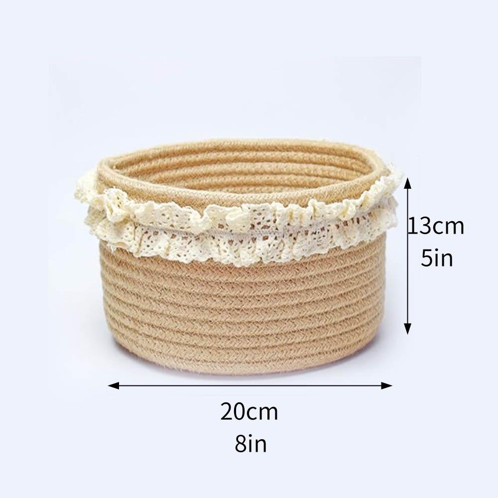 Cartoon Woven Cotton Rope Storage Basket for Cat, Remotes, Sundries, and Cosmetics