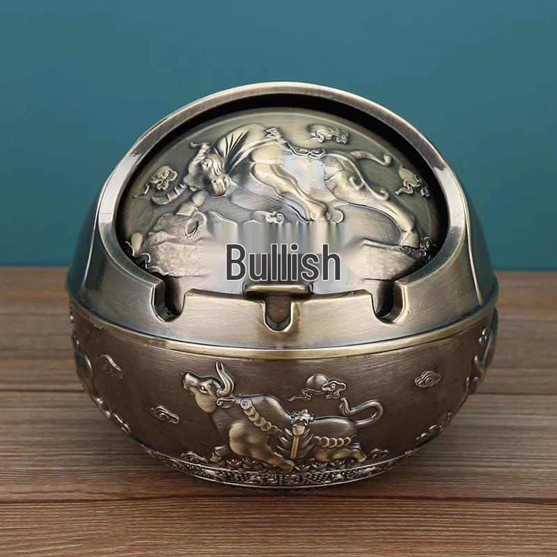 European Style Ashtray with Lid: Trendy, Drop-Proof, Anti-Fly Ash, Odor-Resistant, Luxury Living Room Decor.