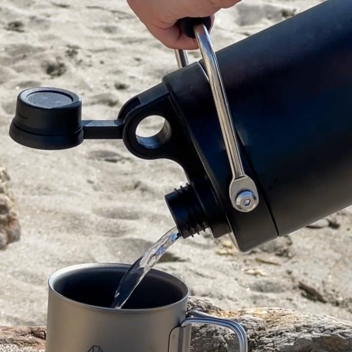LALPHA Ice Jug Ice Container Jug Insulation Vacuum Insulation Ice ICE Cold Hot Compatible Stainless Steel Camping Outdoor 1.8L Cold/Hot CK-180BK