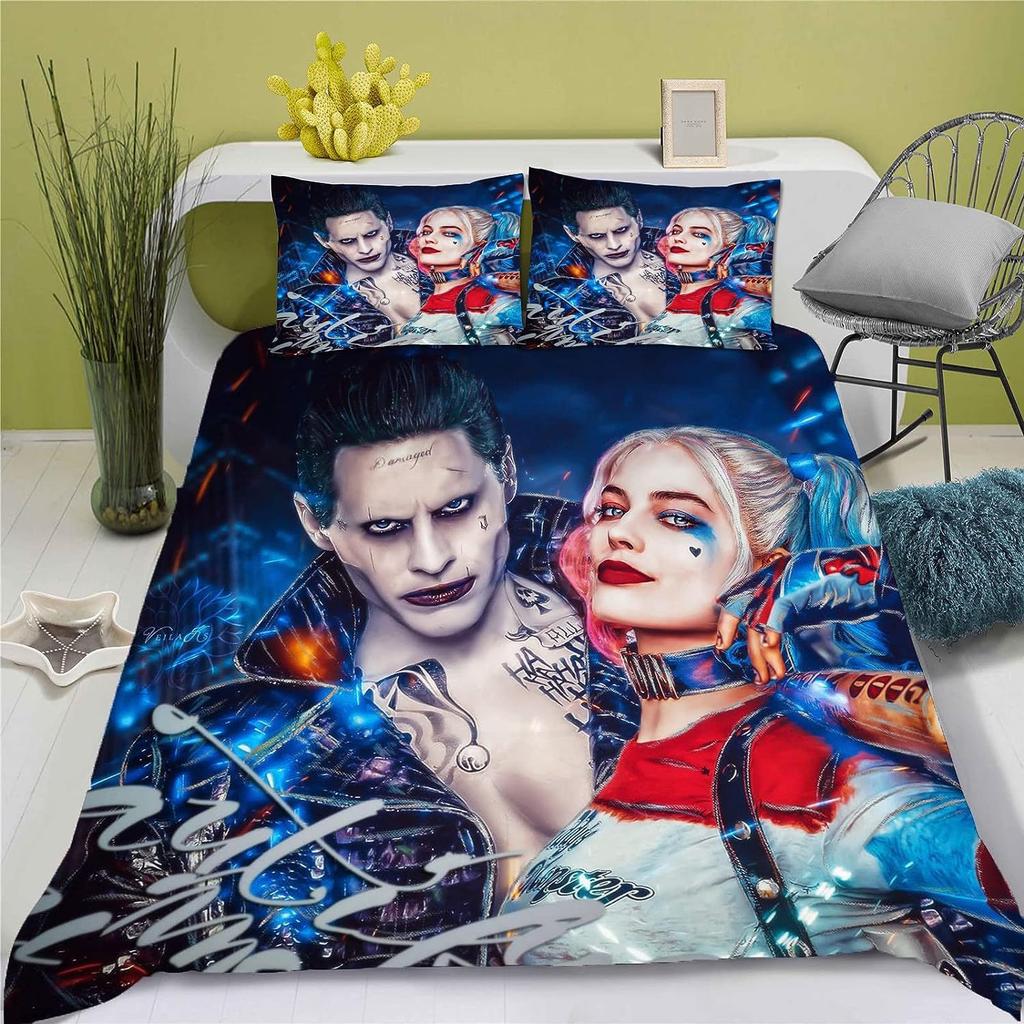 Animationsfilm Joker Bettbezug Kissenbezug 2/3tlg. H-Harley Quinn Bettwäscheset Erwachsener Junge Mädchen Schlafzimmerdekoration Einzelbett Doppelbett