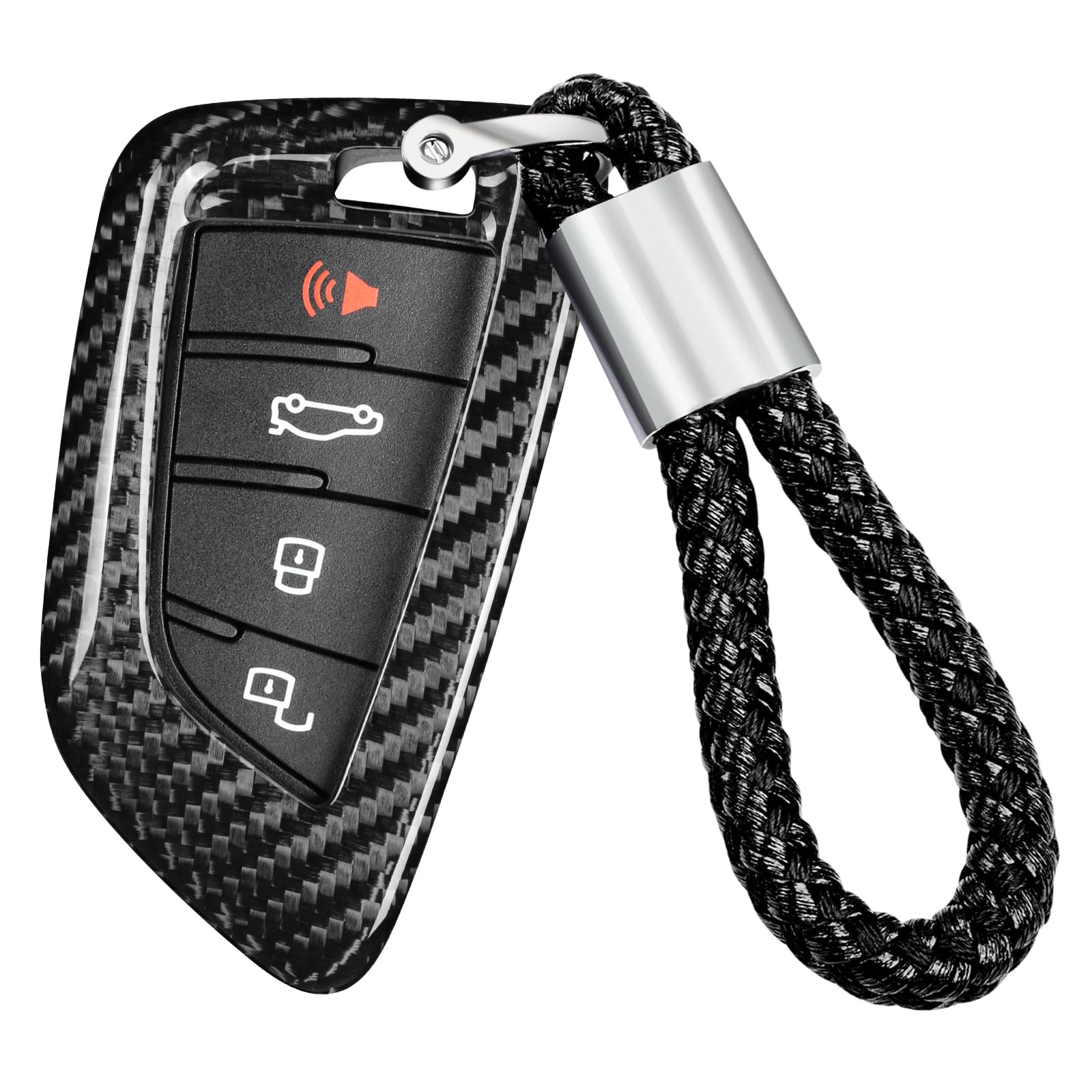 

Крышка для ключа-брелока Supra из настоящего стекловолокна для Toyota с цепочкой для ключей T Carbon Key Silver black серебряный