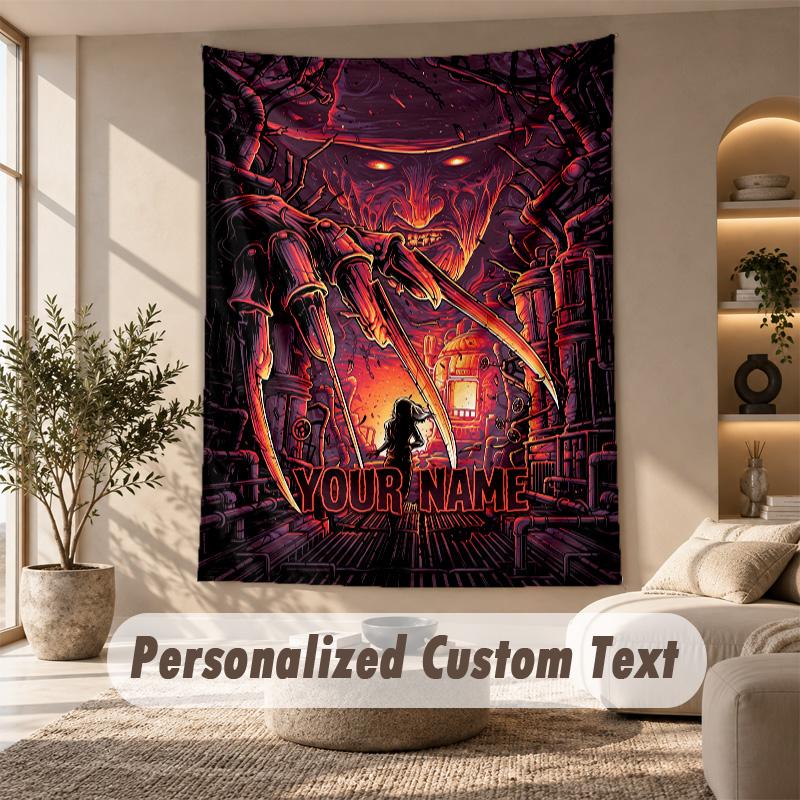 Tapestry Custom Name Text, Wall Hanging Tapestry Home Room DecorA Nightmare On Elm Street Freddy Krueger