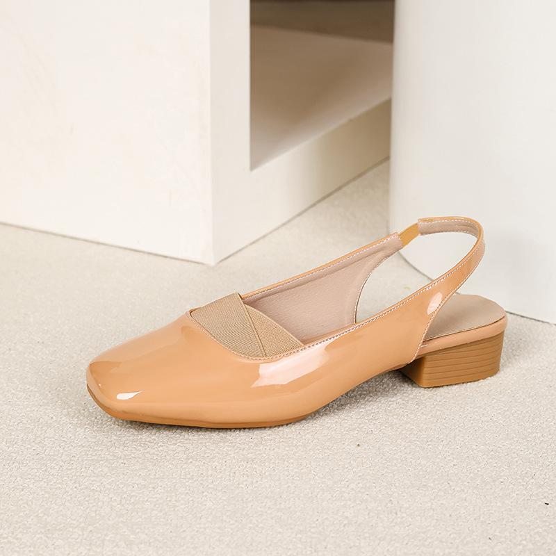 Slingback Heels for Women Square Closed Toe Chunky Heel Pumps Office Wedding Party Dress Shoes Women's Casual Slip On Low Block Heeled Summer Sandals
