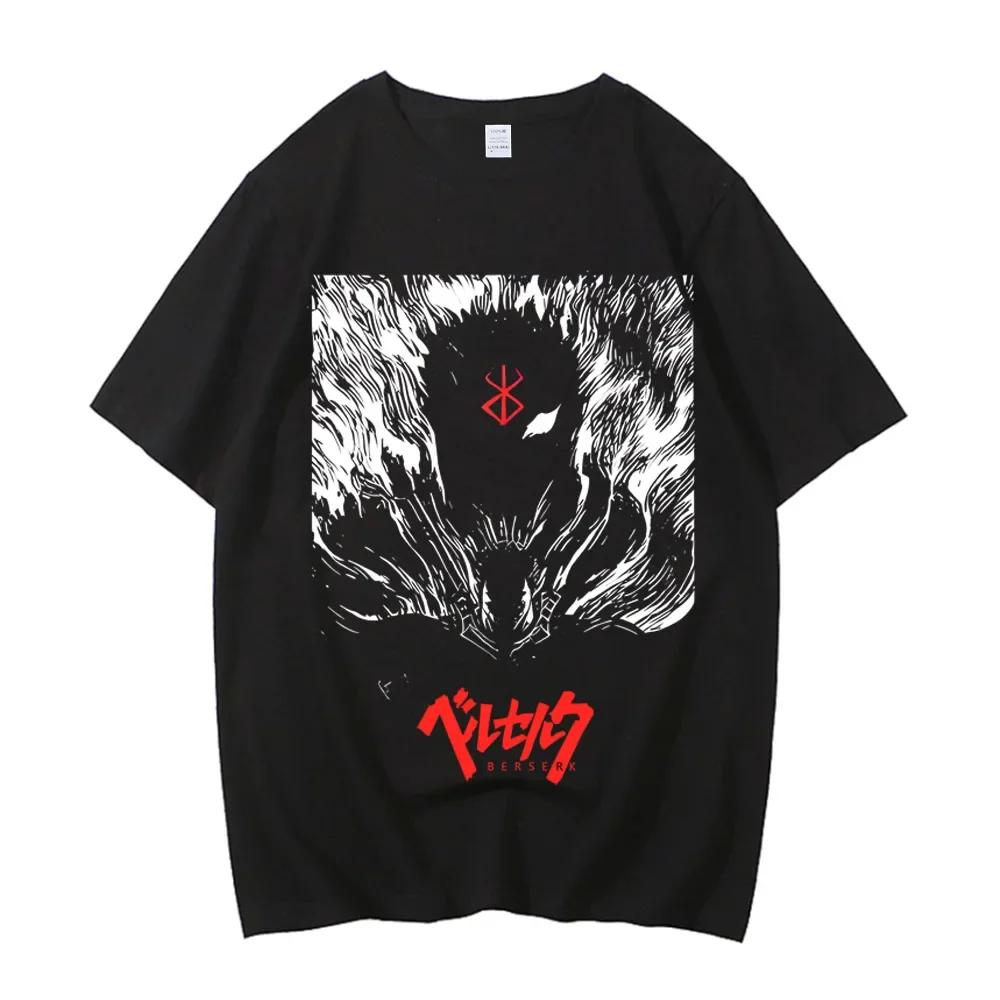 Anime Berserk T-shirt Summer Men's Short Sleeve T Shirt Vintage Round Neck Oversized Tee Unisex Clothing Harajuku Y2k Tops