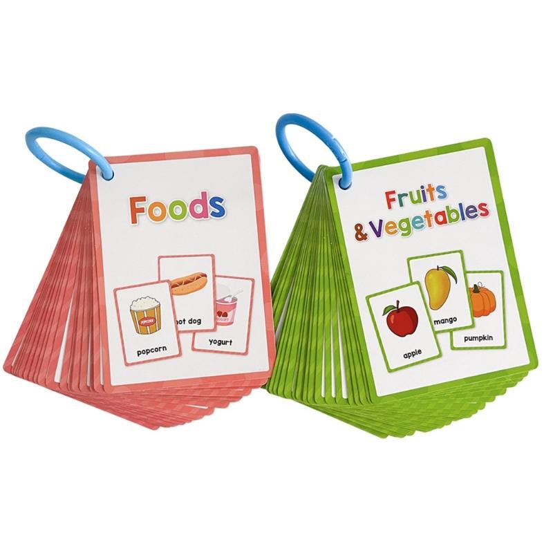Food Fruit Vegetables Color Numbers Shapes Flashcards Early Learning Word Card Teaching Aid For Preschool Kindergarten