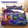 Name Custom Among Us Pattern Bedding Set Quilt Cover Pillowcase Home Decor Gift (1 * Duvet Cover + 2 * Pillowcase, Without Core)