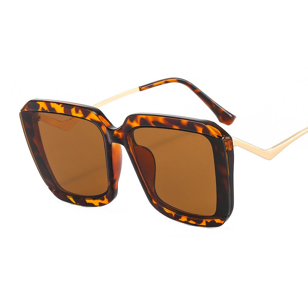 2024 Newest Fashion Colorful Sunglasses Women Curved Metal Leg Oversized Square Sunglasses Logo Customization