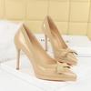 Sharp Pointed Thin Heel Bow Women's Single Shoes, Waterproof Platform, Super High Heels, Sexy Single Shoes