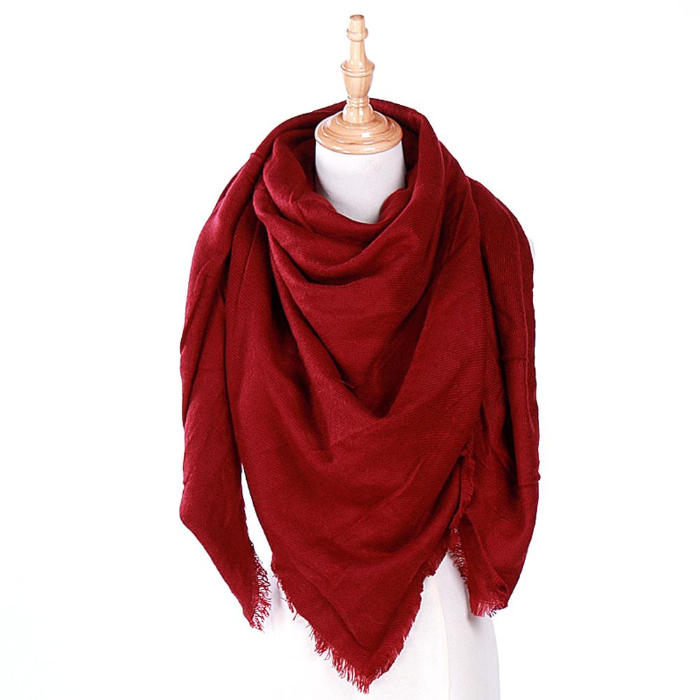 Women Cashmere-Like Scarf Fashion Solid Color Triangle Shawl Wraps Woolen Soft Fleece Scarf