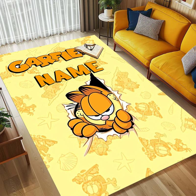 Personalized Name Garfield's Name Living Room Non-Slip Area Rug Soft Carpet for Bedroom Playroom Sofa Office Home Decor Doormat