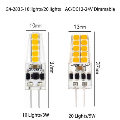 Mini Dimmbare G4 LED Silikon Kristall Glühbirnen AC/DC 12V-24V 3W 5W 2835 SMD Kalt Warm Neutralweiß Ersetzen Halogenlampe