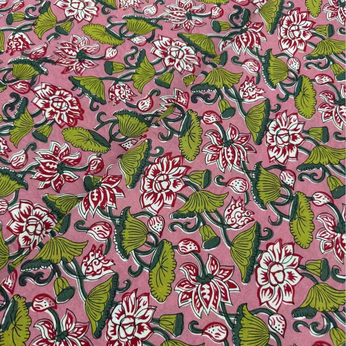 Block Printed Cotton Fabric Light Weight for Summer Dresses and Blouses