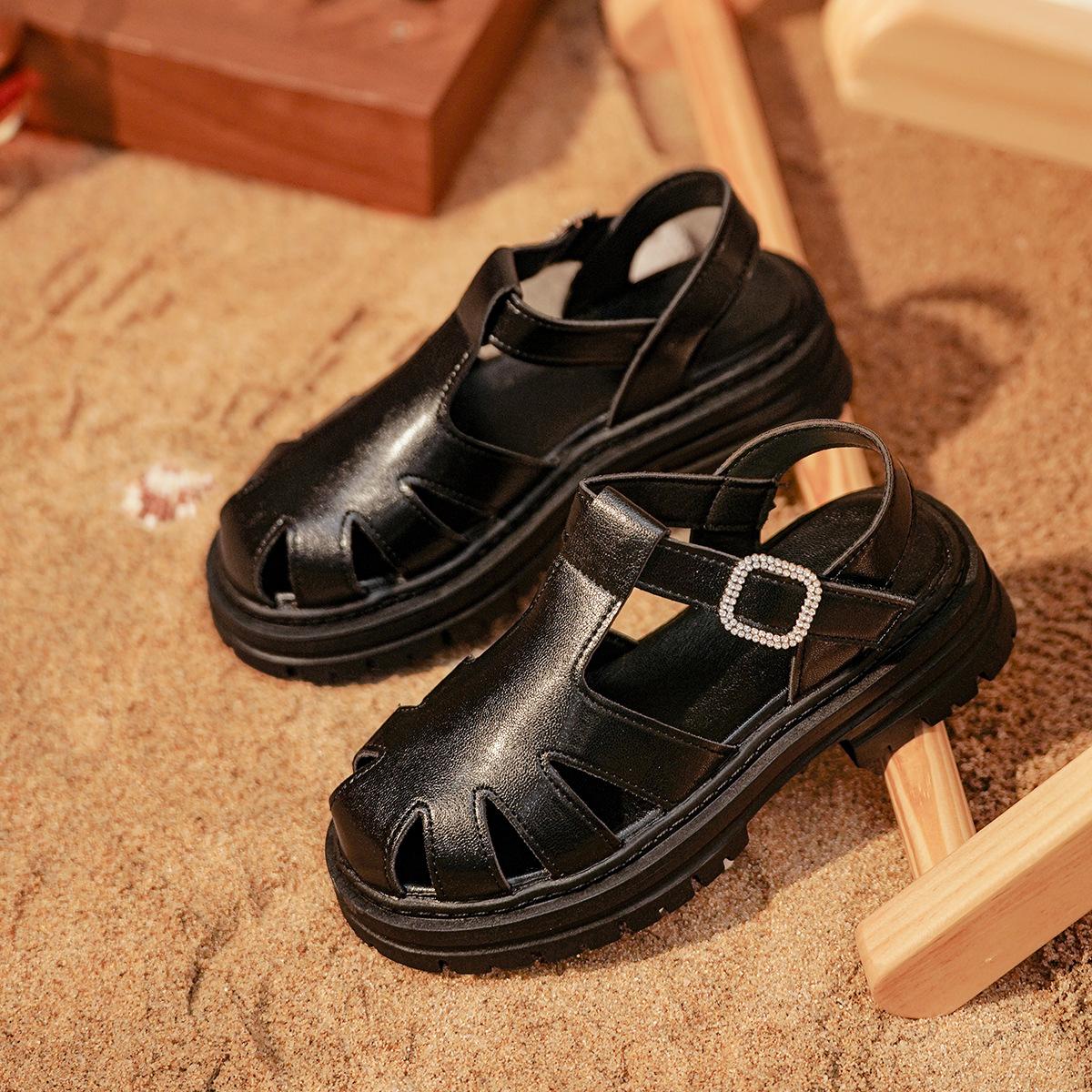 

Female Roman women s shoes large size sandals new woven muffin breathable bottom thick sole summer and autumn 43 чорний