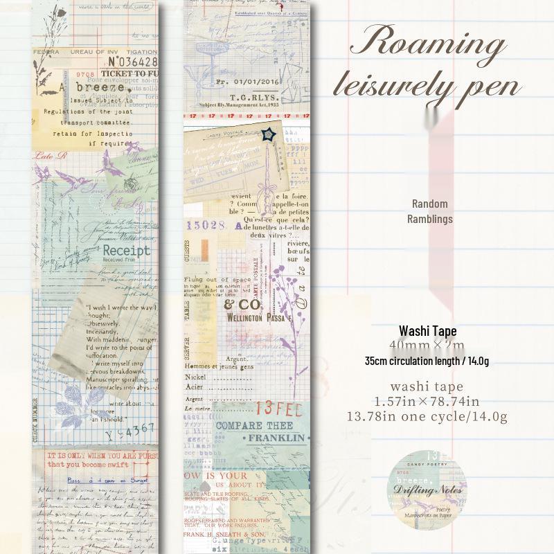 

Васи-лента Jilv Tangshi: Ретро-поэзия и английские элементы для дневников