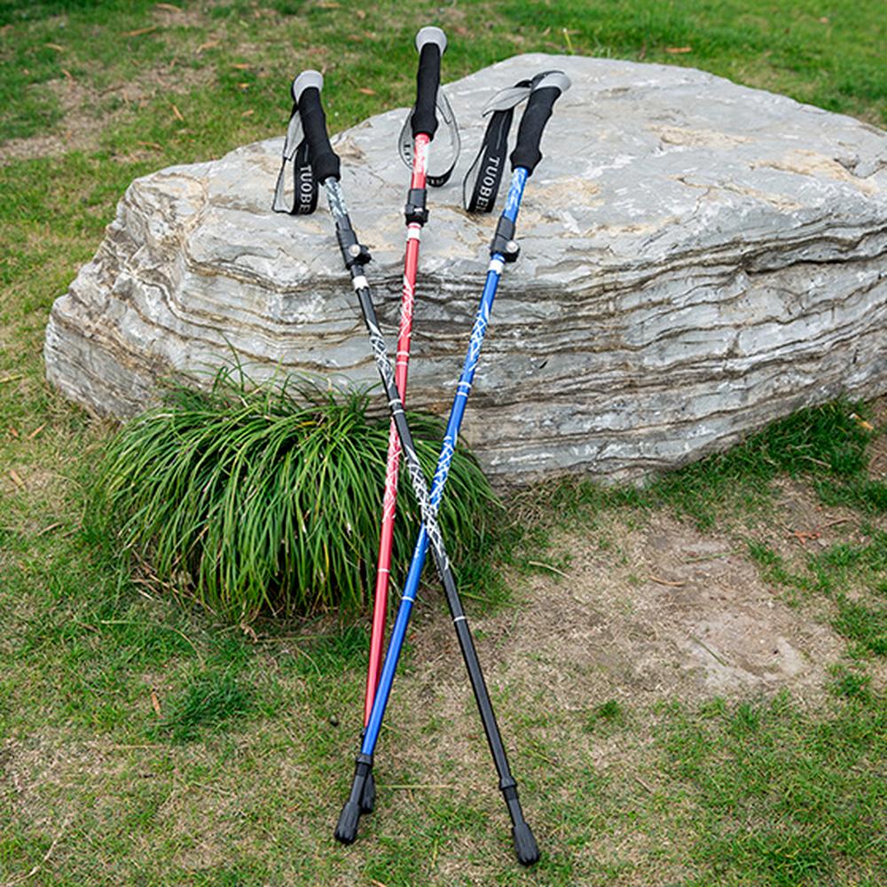 Trekking Pole Ultra-Light Telescopic Folding Trekking Mountain Climbing Walking Stick Cane Walking