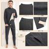 Sillictor Winter Innerwear Warm Undershirt and Long Wool and Silk Size Men's Set, Fleece-Lined, High-Neck Open-Front Tights, Blend, GLM01-blk-3XL