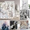 Grey Gold Marble Ink Texture Shower Curtain Set Abstract Modern Shower Curtain For Bathroom Decor Waterproof Washable Fabric