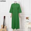 VONDA Elegant Women Batwing Sleeve Belt Waist Casual Loose Maxi Dress