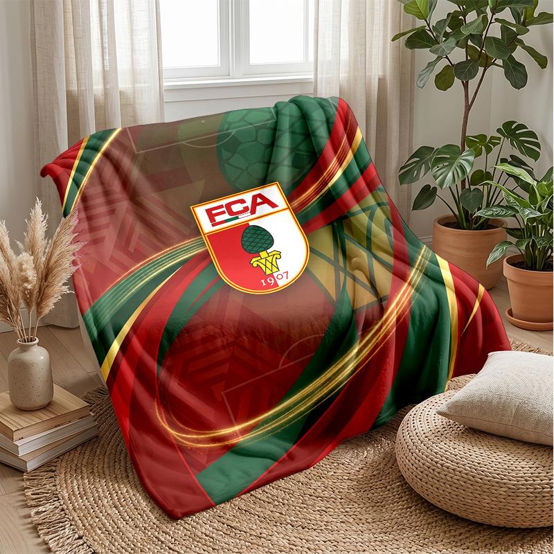 FC Augsburg FC Weiche Flanell-Fleece-Decke Leicht Gemütlich Warm Überwurfdecke für Sofa Bett Heimdekoration