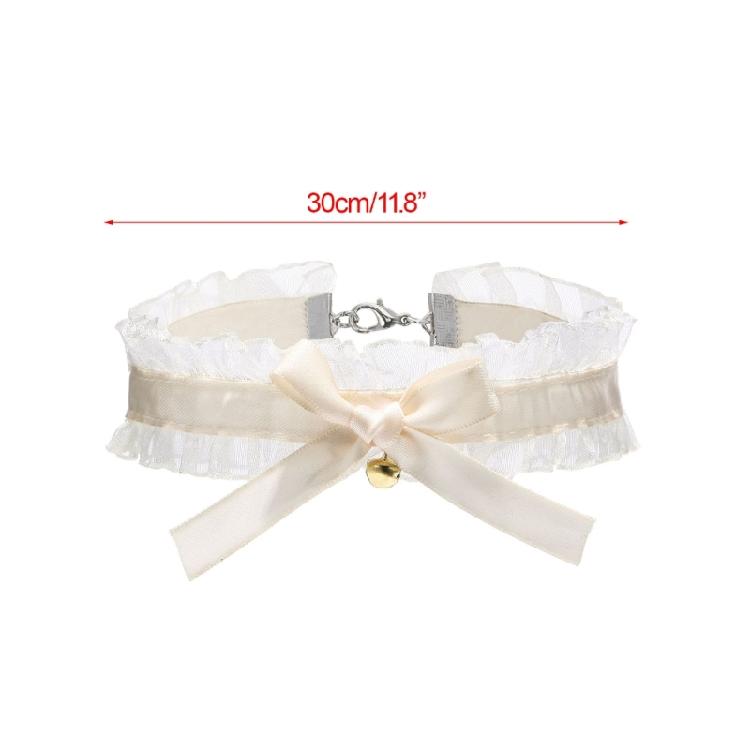 Bow-Knot Choker Collar Necklace Vintage Soft Lace Neck Cahin Ribbon Necklaces
