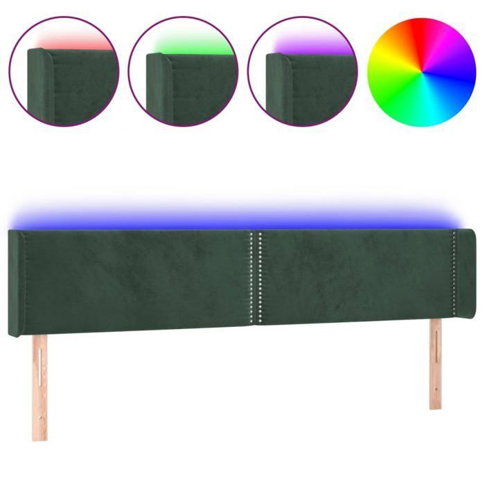 VidaXL Tête de Lit à LED Meuble de Chambre à Coucher Accessoire de Lit Double Tête de Cadre de Lit Intérieur Vert Foncé 3123159
