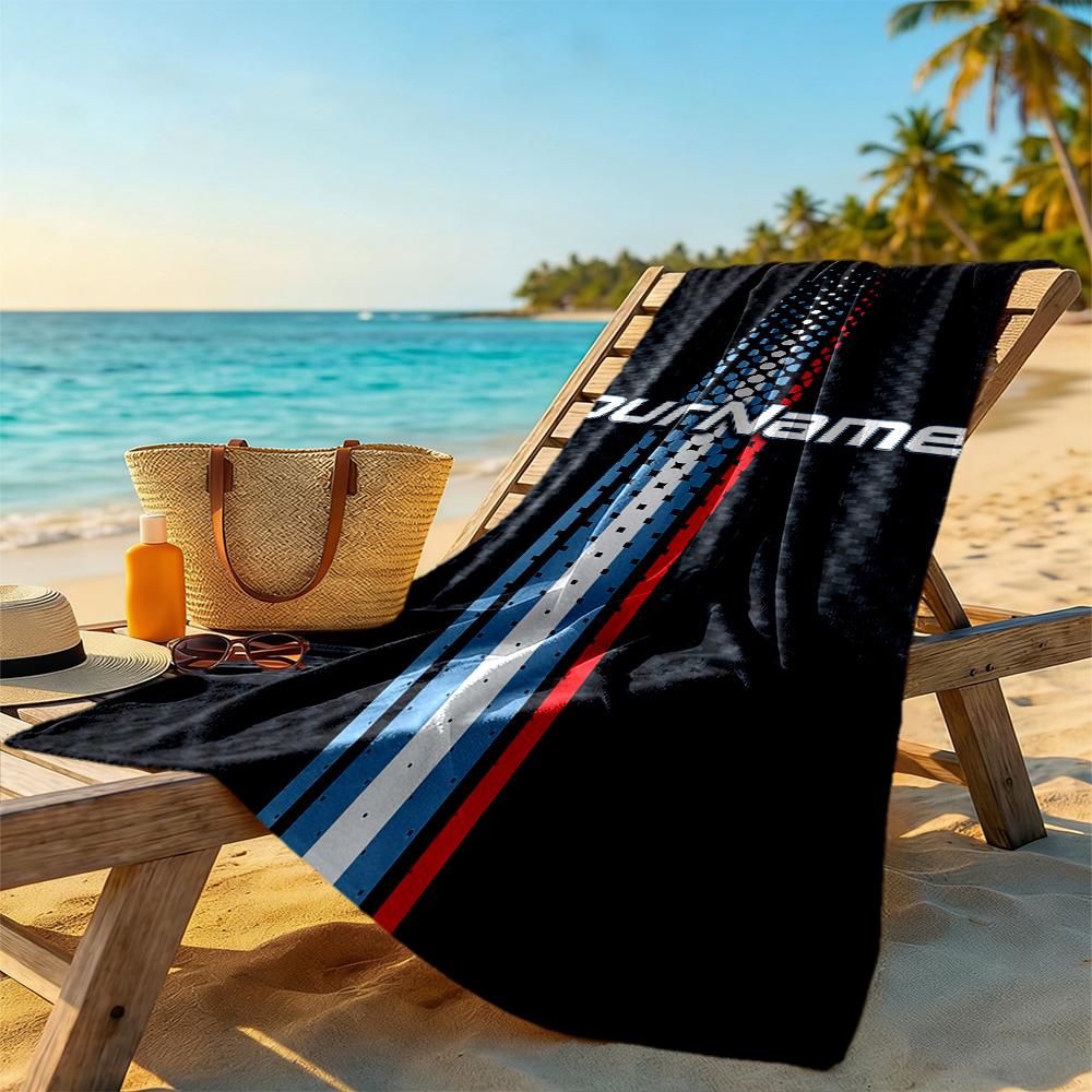 Ethnic Tribal Patterns Customize Text Beach Towel Super Soft Microfiber Quickdry Fabric Perfect for Traveling Yoga Camping and Swimming