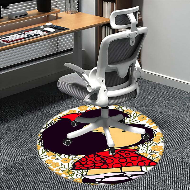 Mafalda Inspired Chair Mat - Round Carpet for Home Decor, Office Use, Gift Idea - Suitable for Bedrooms