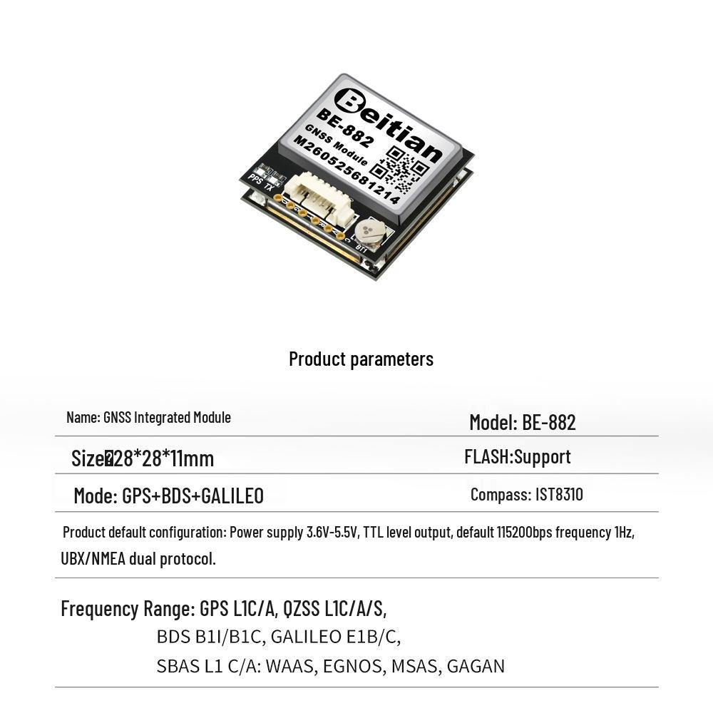 North Sky 90s GPS Module with Compass for Fixed-Wing FPV Racing Drones, GNSS Beidou with F4F7 Flight Controller