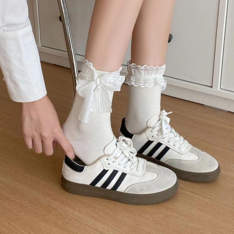 Of Socks Female White Bow Lace Tube Socks College Style Princess Sweet JK Street Socks