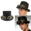 Rivet Studded Goggles Top Hat for Women Men Unsiex Costume Accesories Headpiece Tall Hat for Theme Party Gatherings