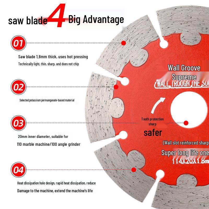 Diamond Slotting Saw Blade for Tile, Concrete, Stone & Marble - Dry Cutting Angle Grinder Blade