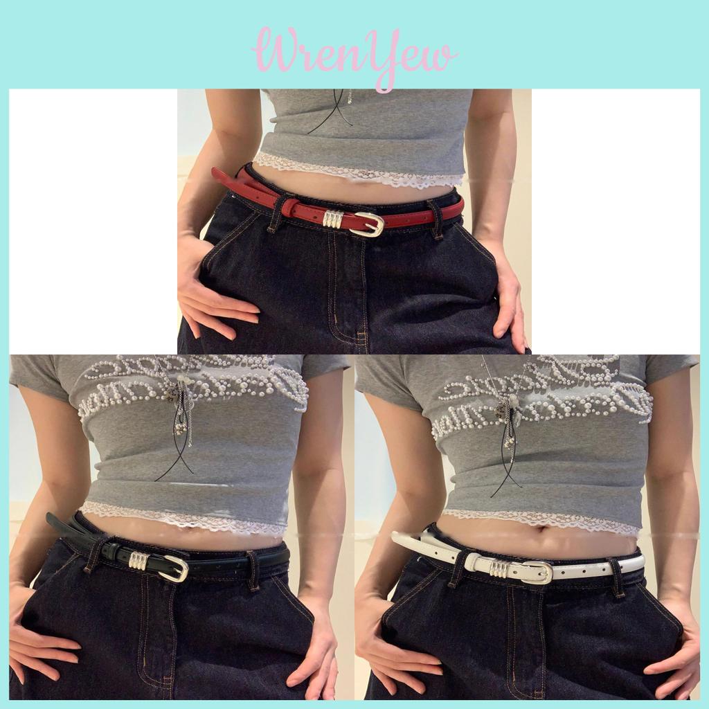 Pu Leather Thin Waist Belt For Women With Alloy Buckle For Denim And Dresses